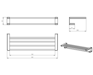 Полка для полотенец  Wonzon & Woghand WW-V3902-CR хром